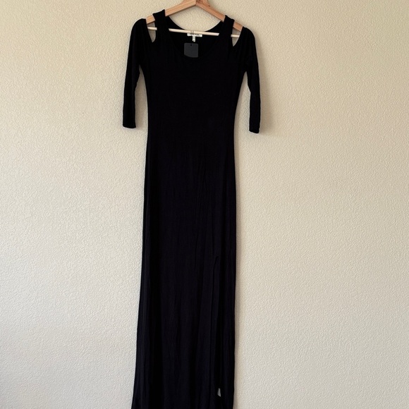 Monteau Dresses & Skirts - Monteau Black Cold Shoulder Maxi Dress- NWT
